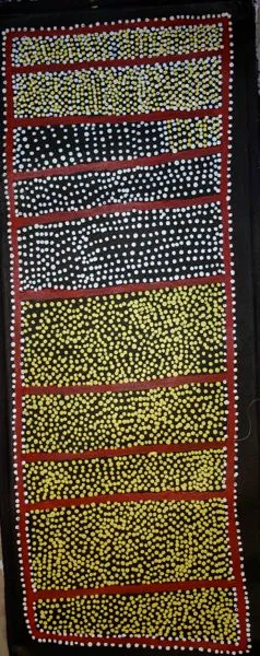 Shorty Jangala Robertson, Ngapa Dreaming, 2005, synthetic polymer paint on Belgian linen, 121 x 46 cm