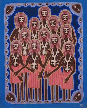 Sally Morgan, Women Together, 1987, synthetic polymer paint on canvas, 50 x 40cm