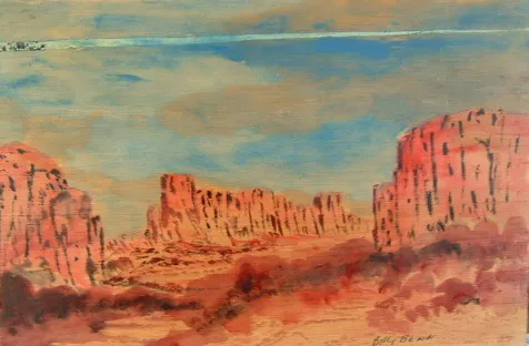 Billy Benn Perrurle, Harts Range, 2004, synthetic polymer paint on canvas board, 25 x 38 cm
