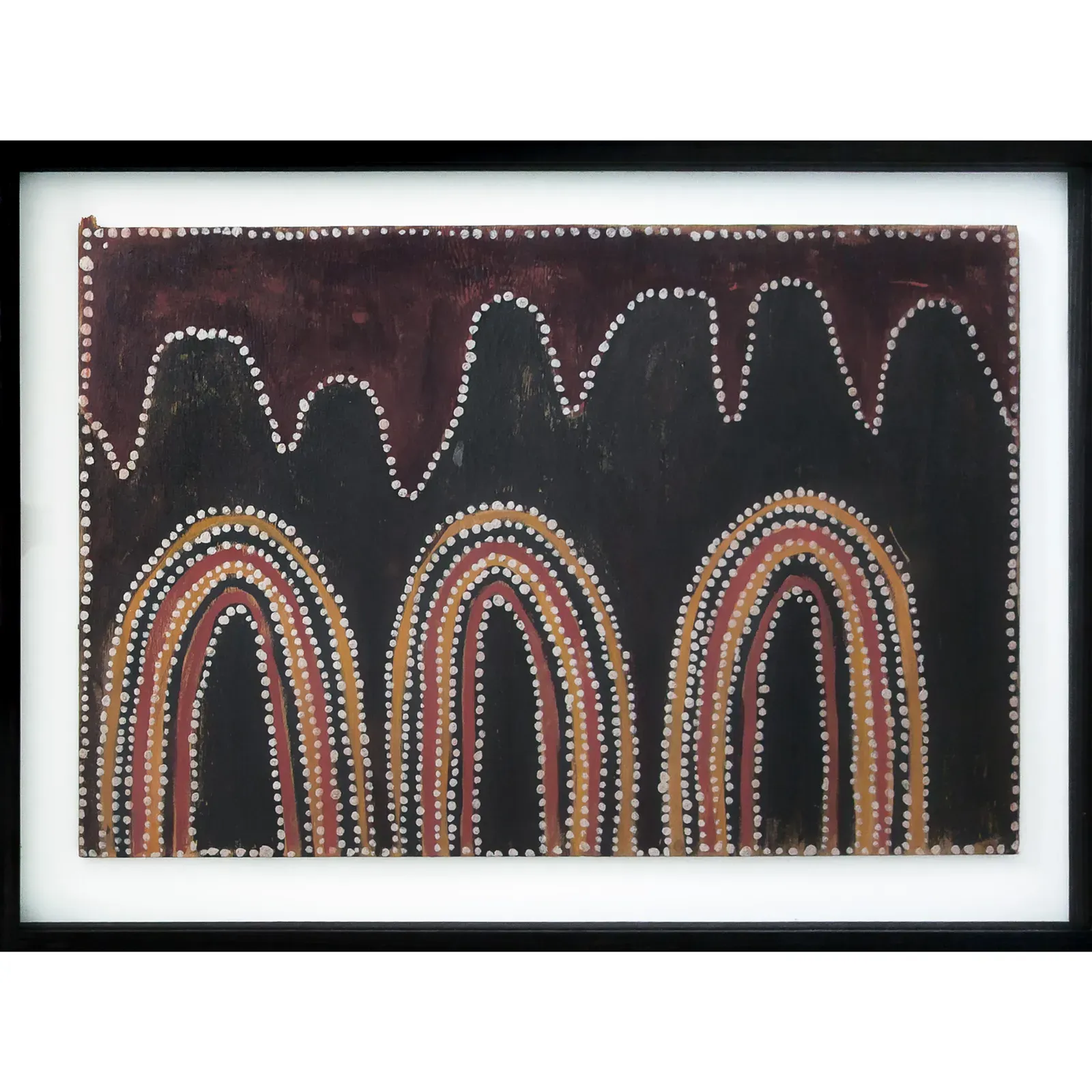 Paddy (Jampin) Jaminji, Hills of Bedford Station, c. 1982, natural earth pigments on plywood, 61 x 92 cm