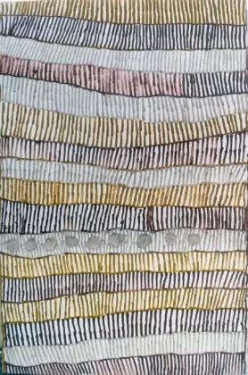 Warlapinni Freda, Pwoja Pukamani Body Design, 2002, natural earth pigments on linen, 94 x 60 cm