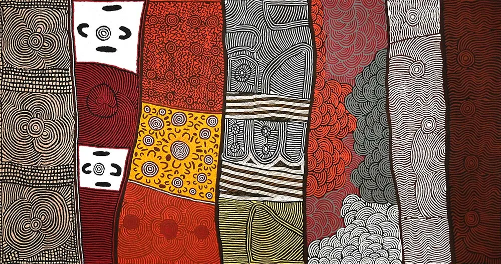 Women's Collaboration, Untitled, 2005, synthetic polymer paint on Belgian linen, 181 x 351 cm