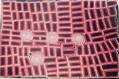 Walala Tjapaltjarri, Tingari Cycle, 2007, synthetic polymer paint on linen, 120 x 91 cm