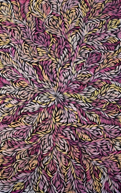 Louise Numina Napananka, Medicine Leaves, 2016, synthetic polymer paint on canvas, 87 x 138 cm