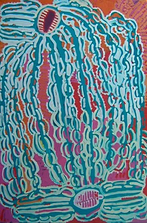 Lorna Naparrula Fencer, Bush Potato, 2000, synthetic polymer paint on canvas, 121 x 182
