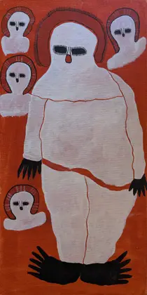 Gordon Barunga, Wandjina the rainmaker, 2022, synthetic polymer paint on canvas, 30 x 60 cm