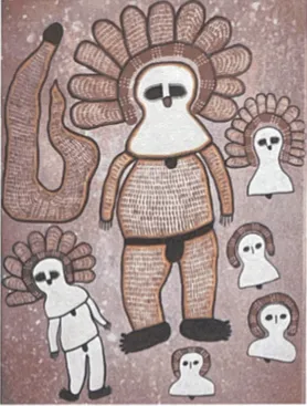 Gordon Barunga, Wandjina & Ungud, 2022, synthetic polymer paint on canvas, 60 x 80 cm