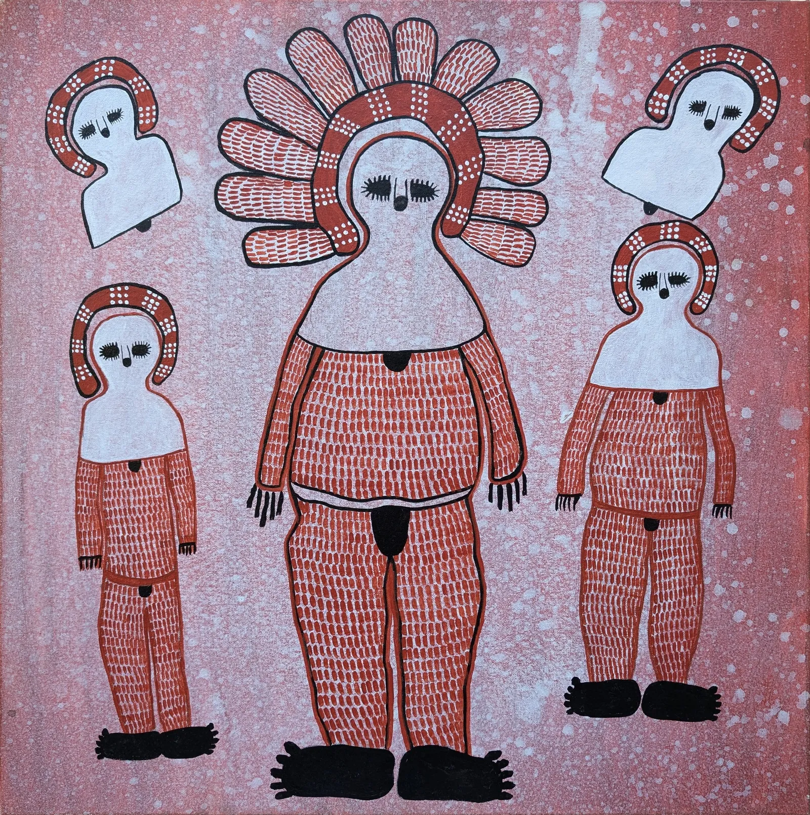 Gordon Barunga, Rimmijbudda (cloud and rain spirit), 2022, synthetic polymer paint on canvas, 60 x 60 cm