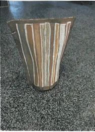 Jean Baptiste Apuatimi, Tunga, natural earth pigments on bark basket, 65 x 51 x 30 cm