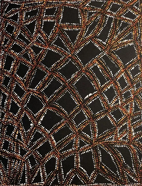 Cornelia Tipuamantumirri, Jilamara Design, 2014, natural earth pigments on linen, 90 x 70 cm