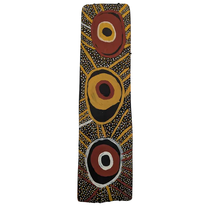 Timothy Cook, Japarra, 2019, natural earth pigments on stringybark, 135 x 38 cm
