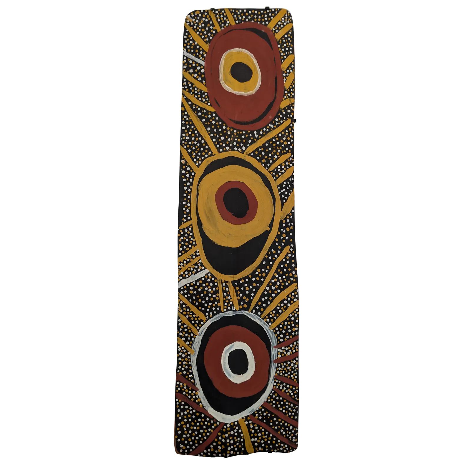Timothy Cook, Japarra, 2019, natural earth pigments on stringybark, 135 x 38 cm
