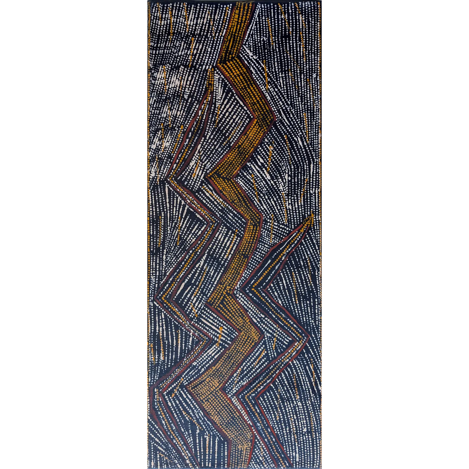Phillip Puruntatameri, Kayimwagakimi jilamara, 2020, natural earth pigments on linen, 80 x 30 cm