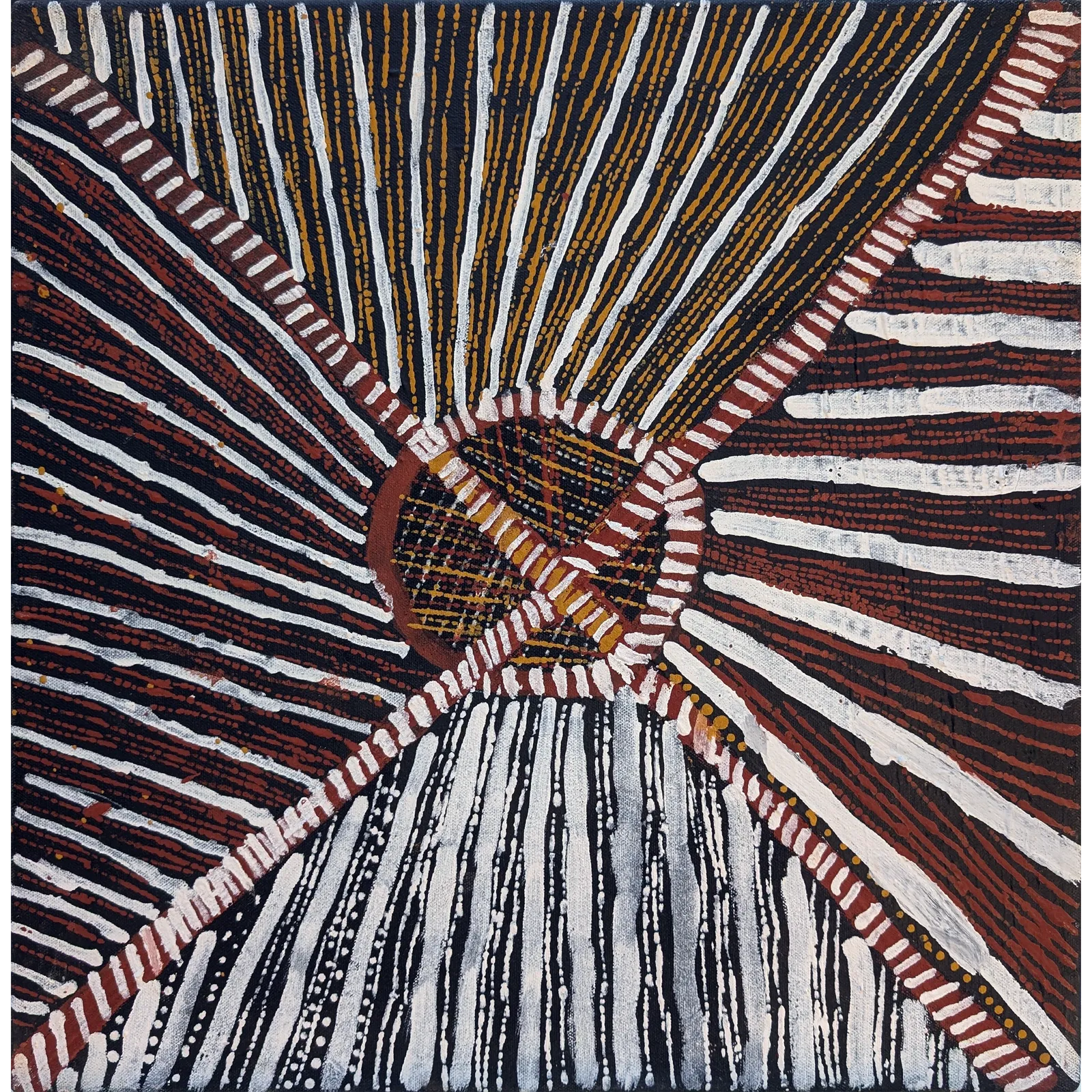 Mary Elizabeth Moreen, Jaliwaki (Bush Potato), 2021, natural earth pigments on canvas, 45 x 45 cm