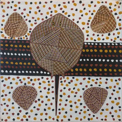 Mickey Wilson, Kirluwarringa (stingray), 2021, natural earth pigments on canvas, 60 x 60 cm