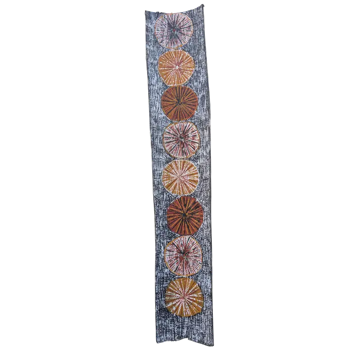 Kaye Brown, Yirrinkiripwoja, 2022, natural earth pigments on bark, 107 x 20 cm