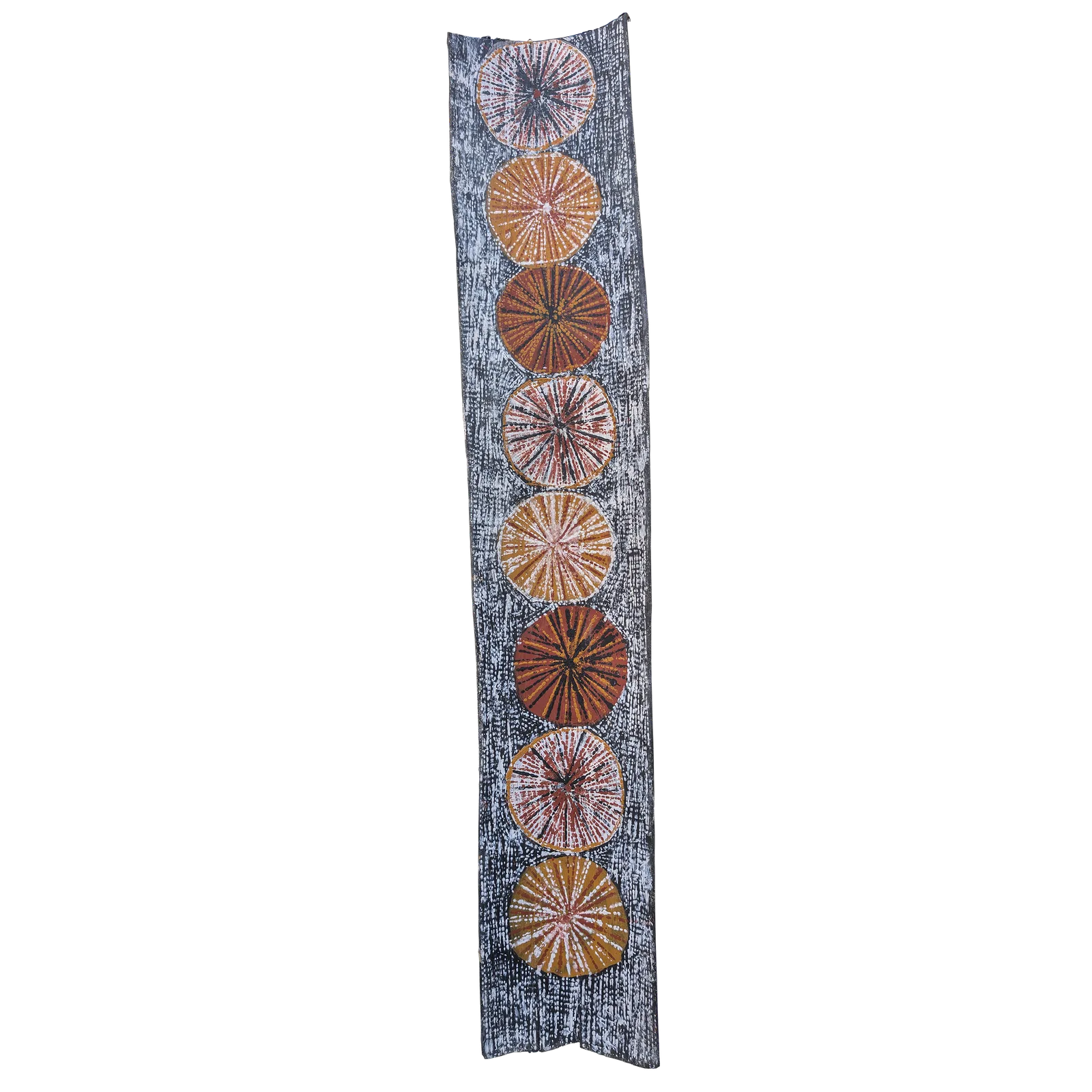 Kaye Brown, Yirrinkiripwoja, 2022, natural earth pigments on bark, 107 x 20 cm