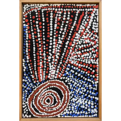 Bill Whiskey Tjapaltjarri, Untitled, -, synthetic polymer paint on canvas board, 25.4 x 38.1 cm