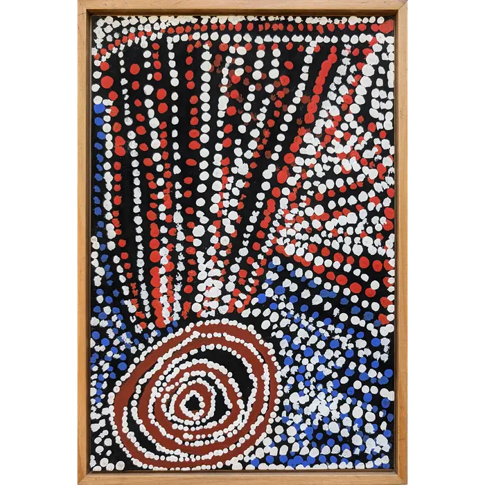 Bill Whiskey Tjapaltjarri, Untitled, -, synthetic polymer paint on canvas board, 25.4 x 38.1 cm