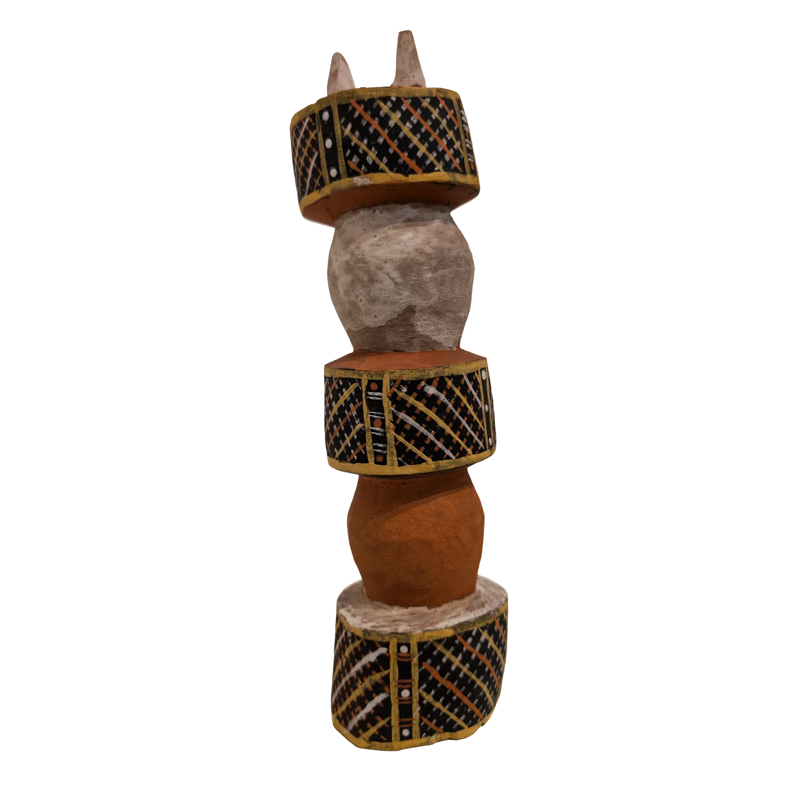 Romeo Ullungura, Tutini, natural earth pigments on carved wood, 30 x 7.5 cm