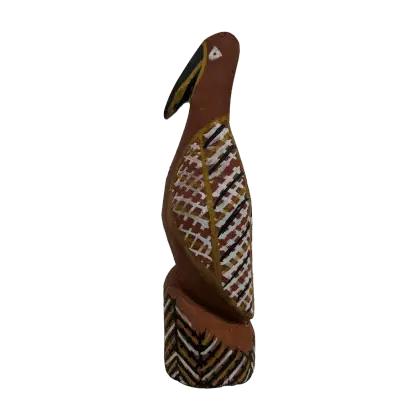 Graham Tipungwuti, Tiwi Bird, natural earth pigments on ironwood, 23 x 6 cm