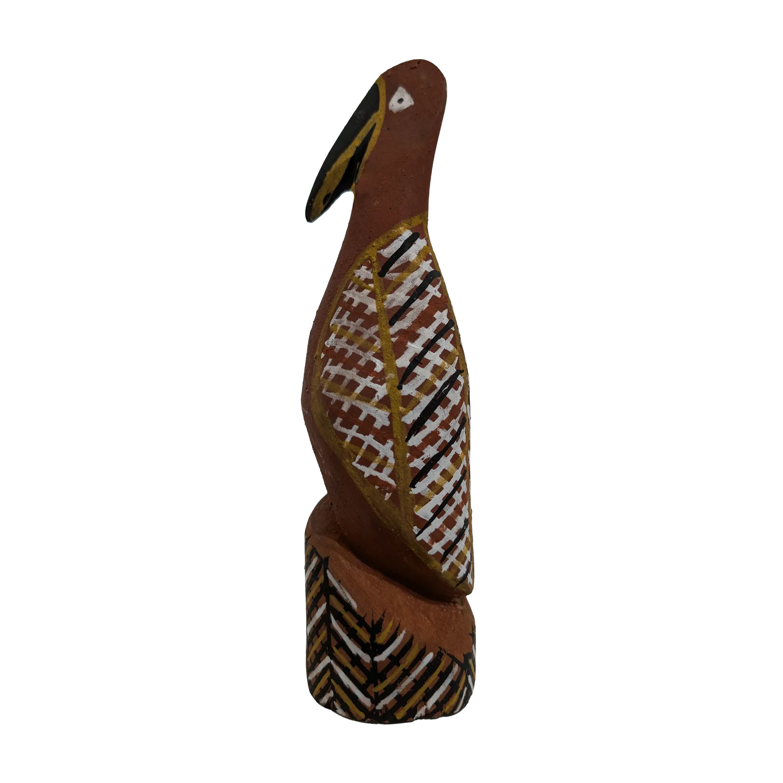 Graham Tipungwuti, Tiwi Bird, natural earth pigments on ironwood, 23 x 6 cm