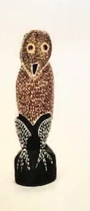 Manany Gurruwiwi, Worrwurr - Dhuḏuthuḏu (Judy, carving), natural earth pigments on wood, 25.7.5 x 7 cm
