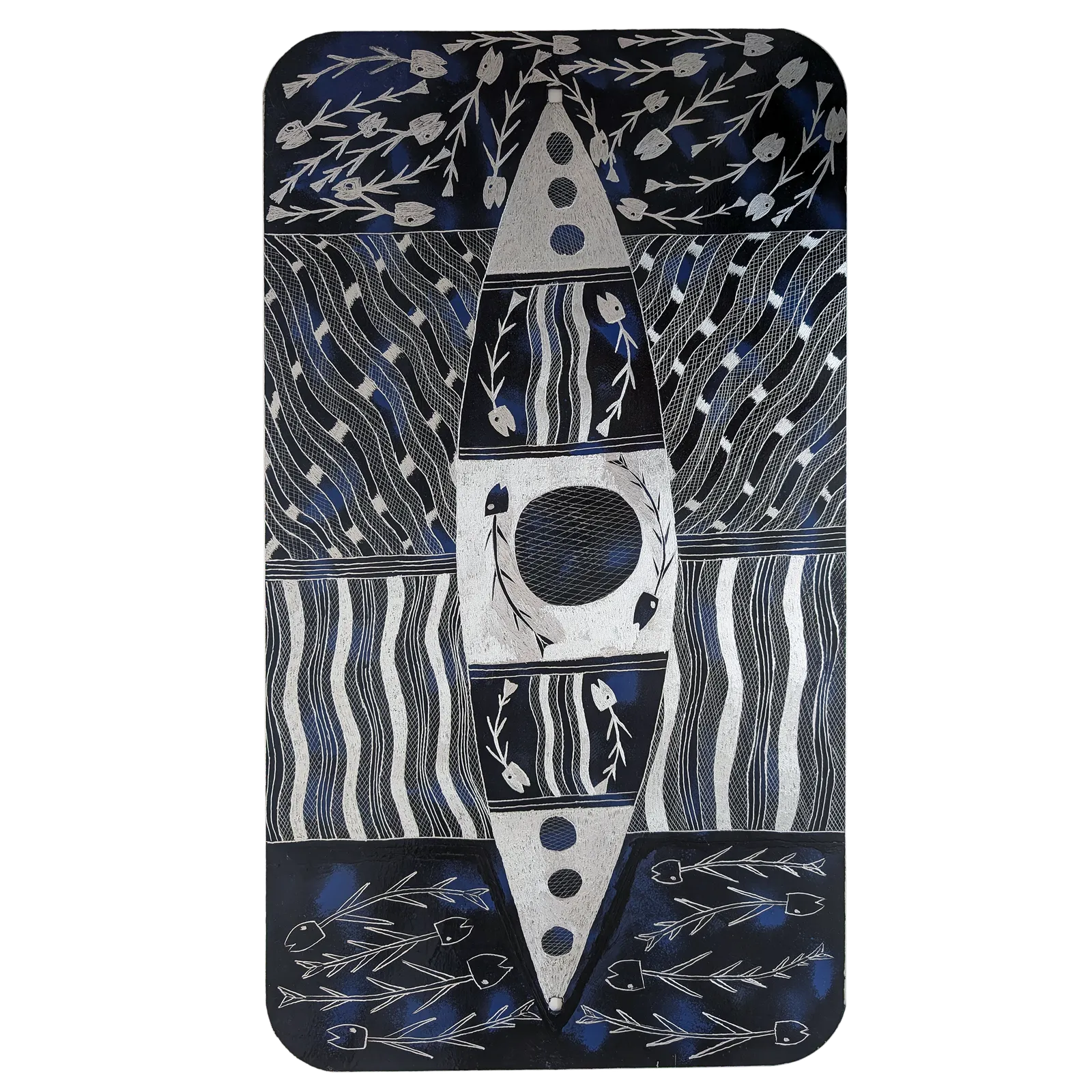 Bandarr Wirrpanda, Yiŋapuŋapu, 2022, etched aluminium, 80 x 45 cm