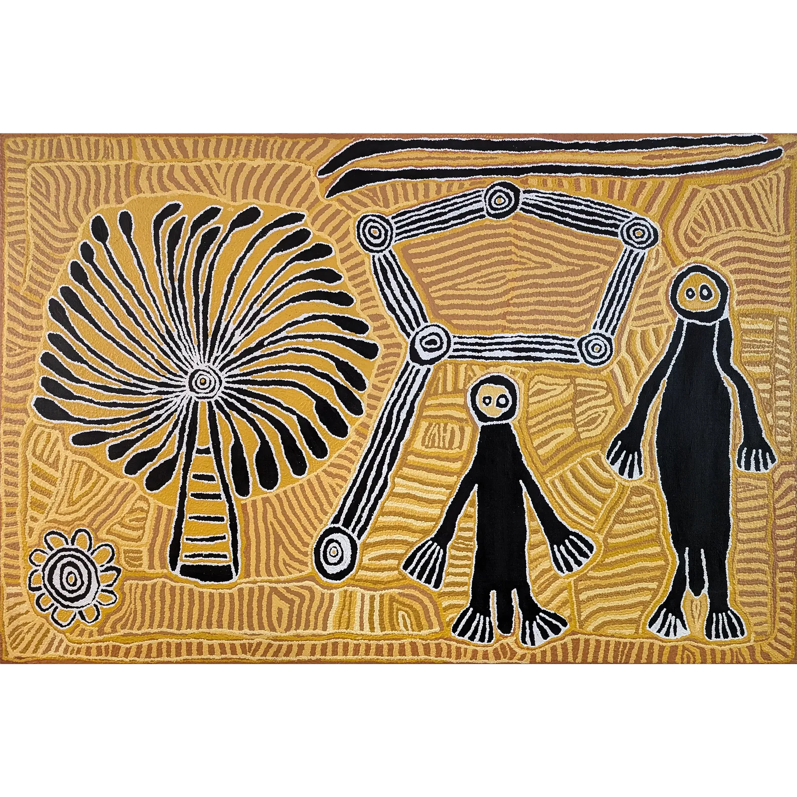 Linda Syddick Napaltjarri, The Day We Saw a Windmill, 2007, synthetic polymer paint on canvas, 180 x 120 cm