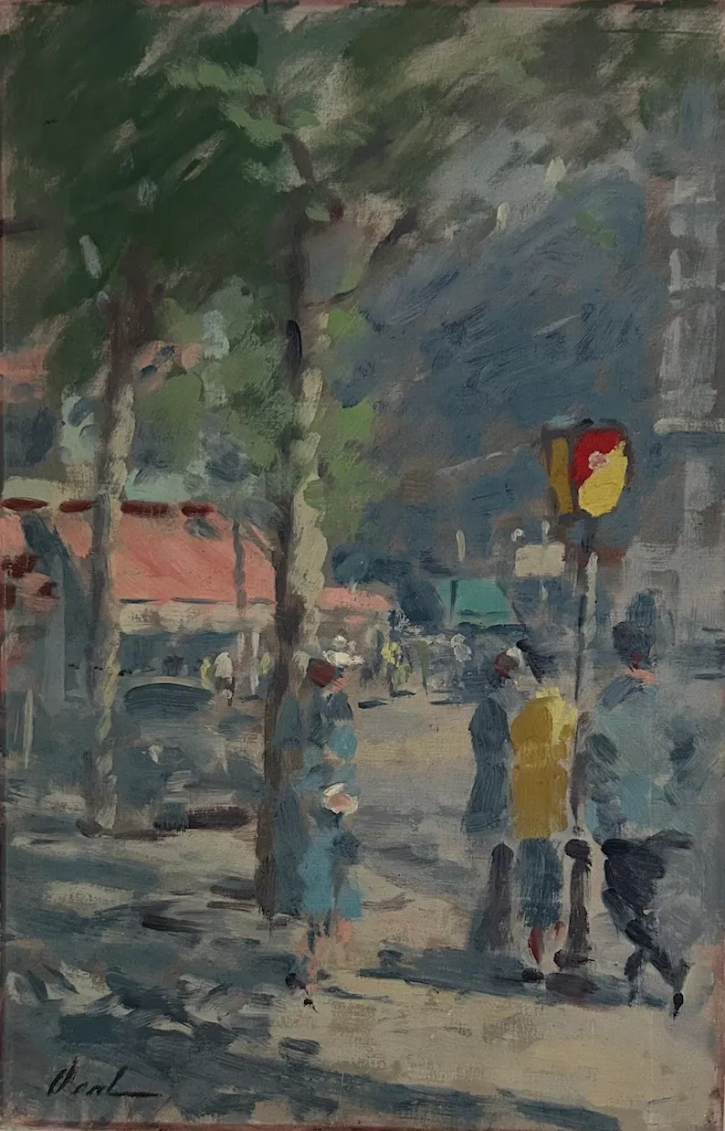 Bill Hayward Veal, Parisian Street Scene, c.1960s, oil on board, 59cm x 39cm