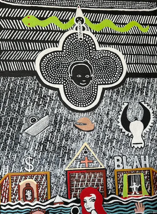 Trevor Nickolls, The Flood, 1994, synthetic polymer paint on canvas, 61cm x 46cm