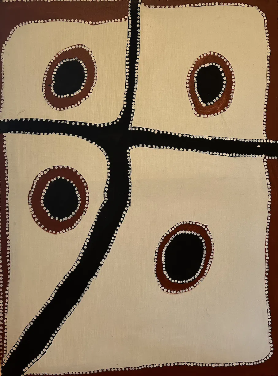 Paddy Bedford, Sites on Bedford Downs Station, 2001, synthetic polymer paint on linen, 122 x 92 cm