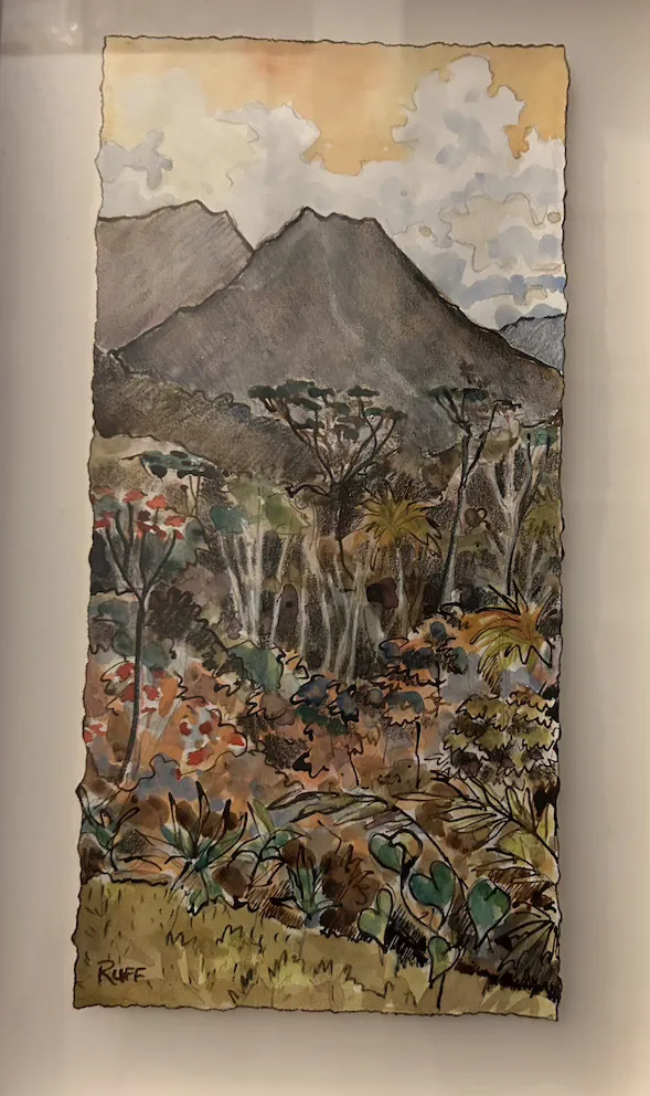 Carol Ruff, Cool Mountain Air, 2021, watercolour on paper, 15.5 x 32 cm
