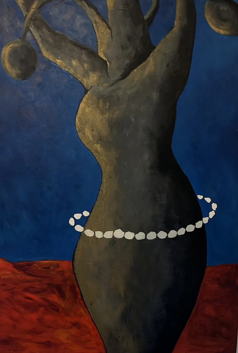 Linda Jackson, Boab Tree + Pearl Necklace, 1998, synthetic polymer paint on canvas, 35 x 55 cm