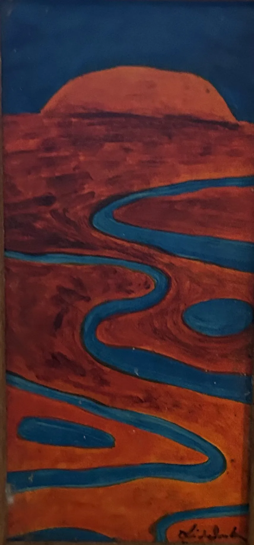 Linda Jackson, Red Rocks - Alice Springs, 1997, synthetic polymer paint on canvas board, 45 x 35 cm