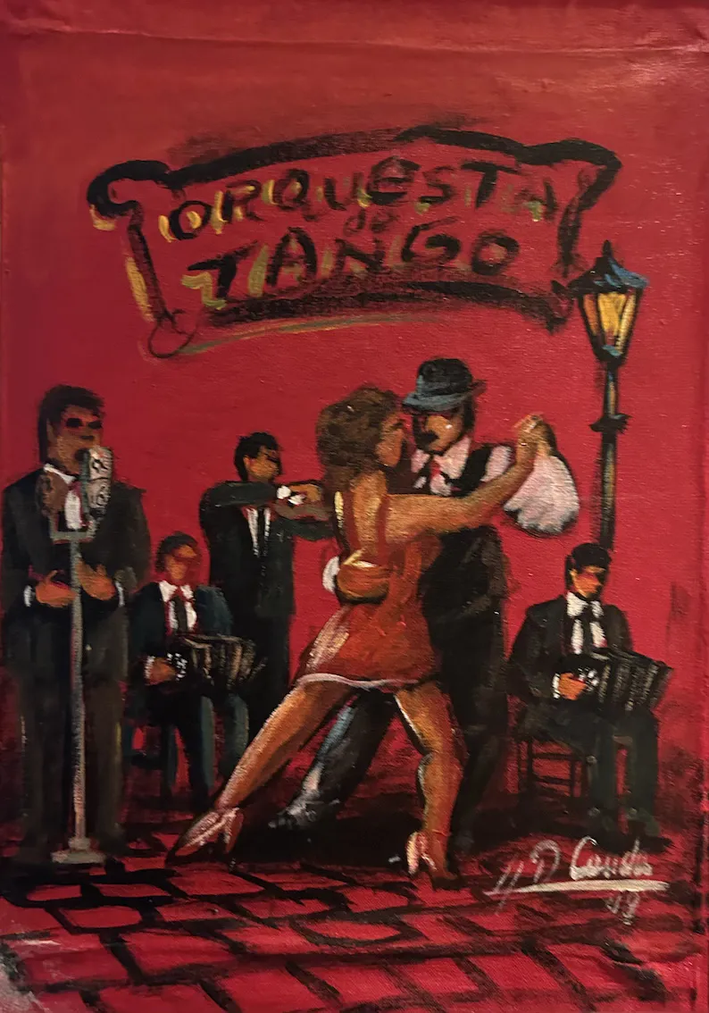 Guwaykuway Wanambi, Orquestade Tango, synthetic polymer paint on canvas, 21 x 30 cm
