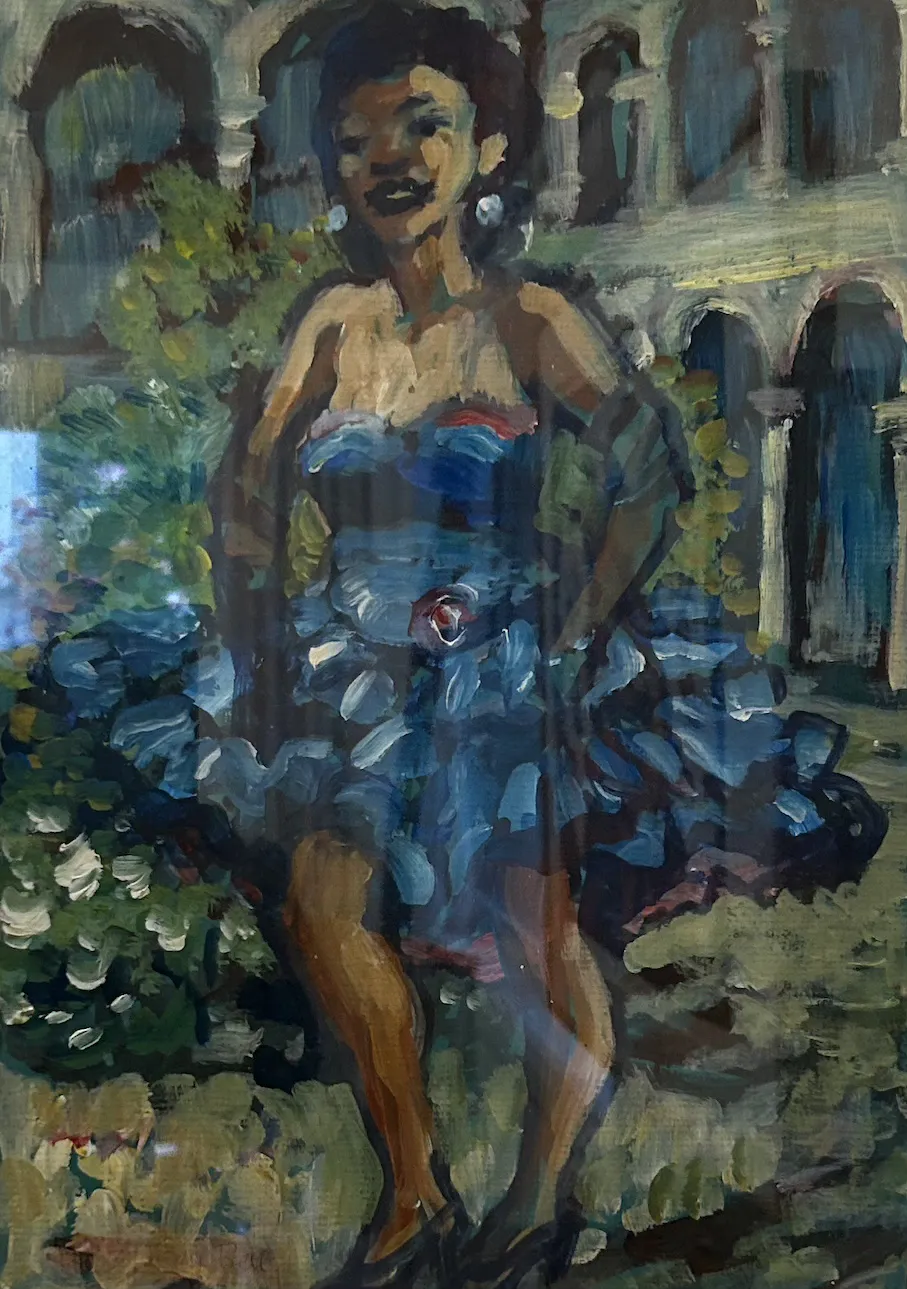 Johnny Bell, Flamenco Dancer, synthetic polymer paint on paper, 36 x 25 cm image; 41.5 x 52 cm frame