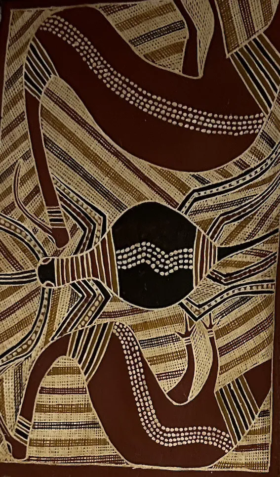 Guwaykuway Wanambi, natural earth pigments on bark