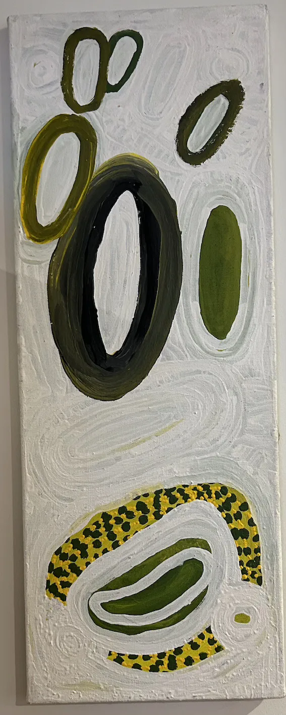 Lily Nungarayi Hargraves, synthetic polymer paint on canvas, 80 x 39 cm