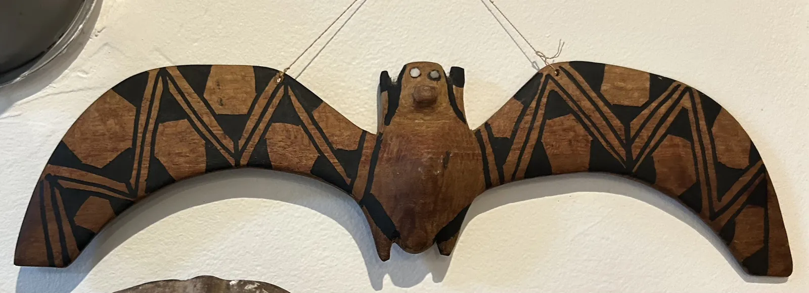 Unknown Brazilian Artist, Bat, synthetic polymer paint on carved wood, 33 x 9 x 2 cm
