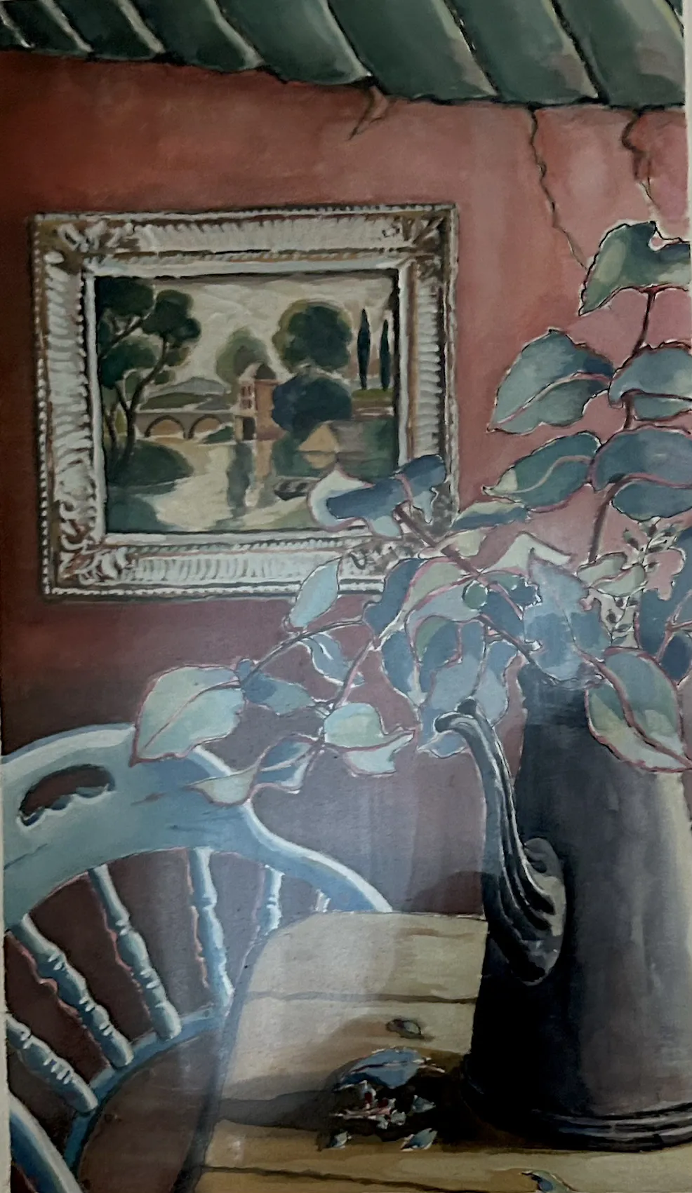 Carol Ruff, Interior, watercolur on paper, 27 x 47 cm