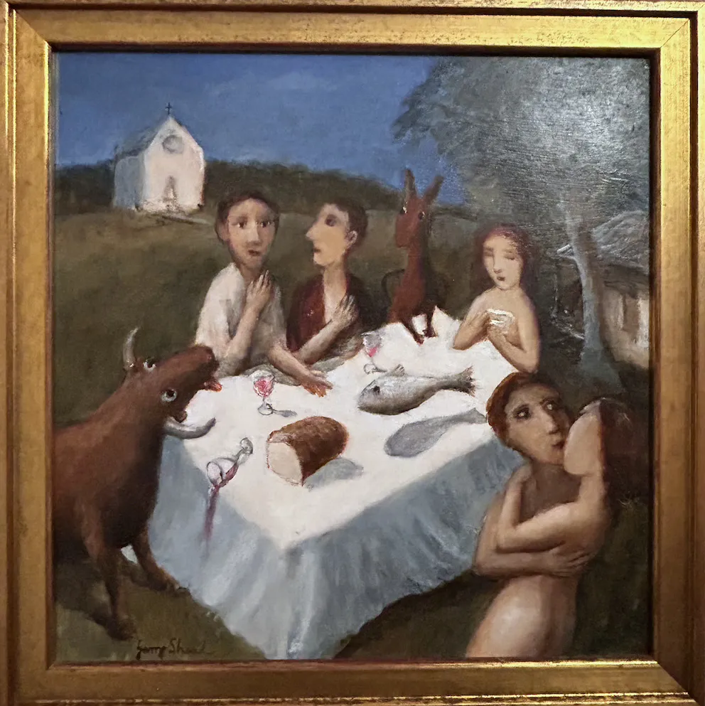 Gary Shead, Convivio II, 2016, oil on linen, 34 x 34.5 cm