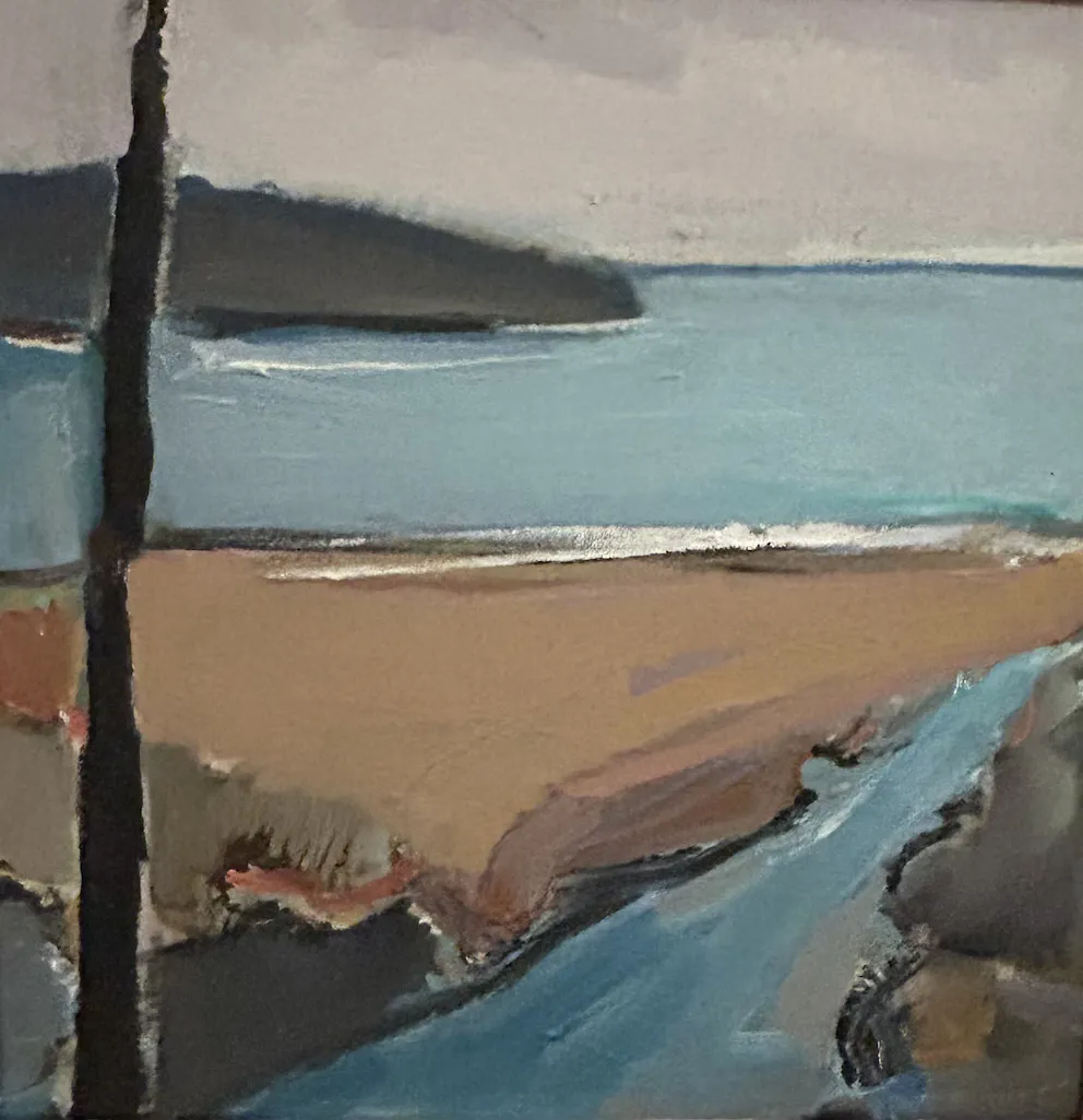Bess Cayzer, Pearl Beach, oil on canvas, 42 x 42 cm