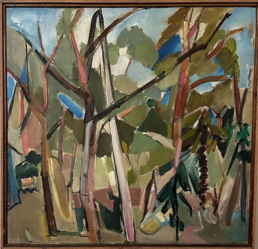 Bess Cayzer, Arboretum 2, 1985, synthetic polymer paint on canvas, 74 x 71.5 cm
