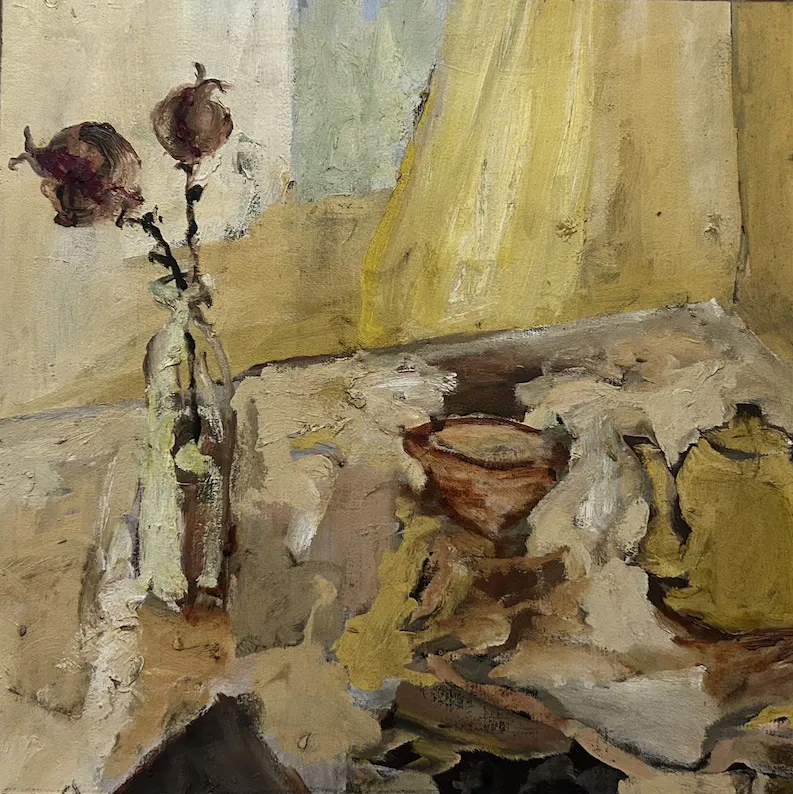 Luke Sciberras, On The Table, 2007, oil on board, 50 x 50 cm