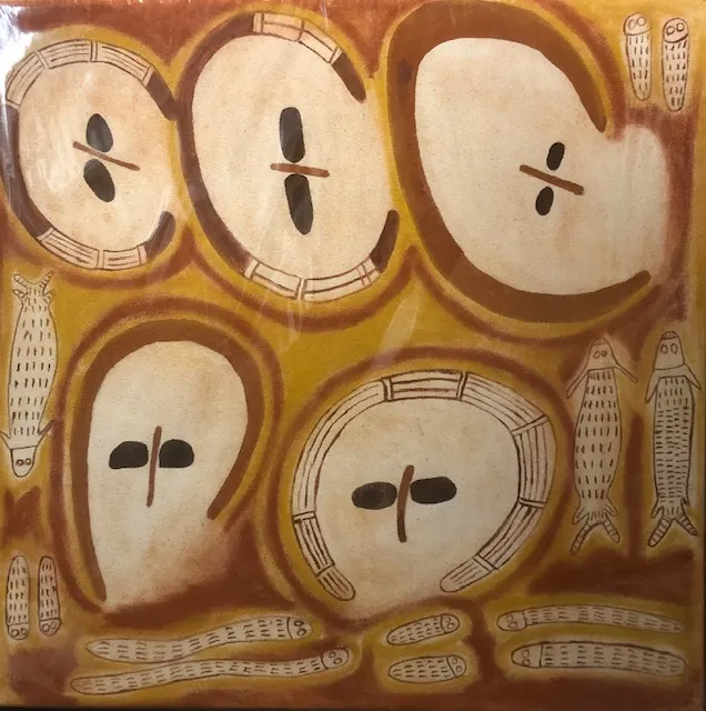 Clairrie Djanghara, Images of Wandjina, 2022, natural earth pigments on canvas, 45 x 45 cm