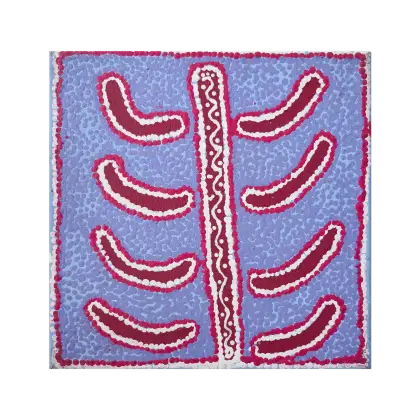 Paddy Japaljarri Stewart, Jajirrdi Manu Janganpa Jukurrpa (Native Cat Dreaming), 2006, synthetic polymer paint on Belgian linen, 31 x 30 cm