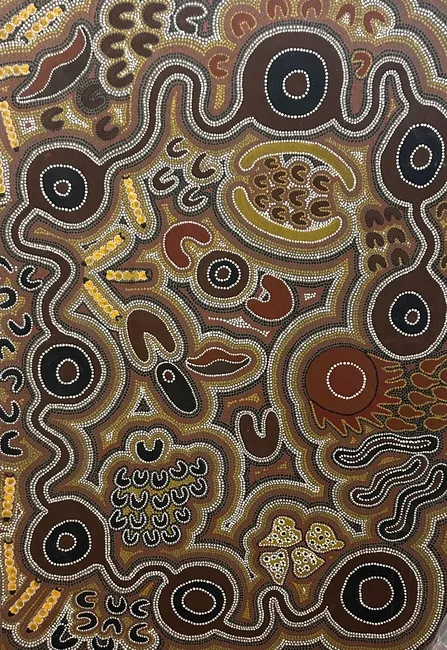 Patricia Lee Napangati, My Country Mina Mina, synthetic polymer paint on canvas, 121 x 86 cm