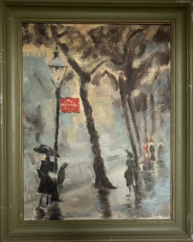 Harold  Newstead, Paris in the rain, oil on canvas, 34 x 44 cm