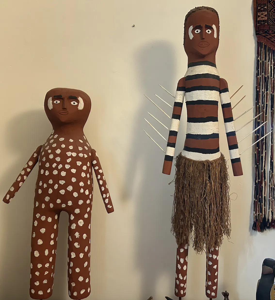 Arthur Pambagan, The Apalach Brothers, natural earth pigments on clay, 113 x 50 x 10 cm and 82 x 43 x 15 cm